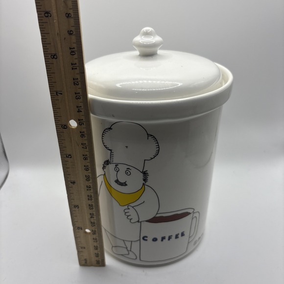 Vtg Barney Saltzberg Chefs Cartoon 1983‎ Ceramic Coffee Canister Cookie Jar READ